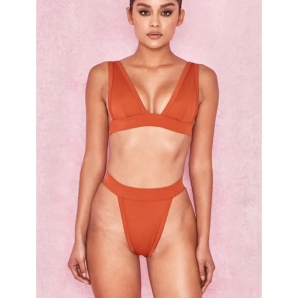 HOUSE OF CB Mawi Terracotta Rust Bikini Set XS - Picture 2 of 14